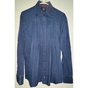 Tommy Hilfiger Men's Long Sleeve Button-Down Shirt Size L Blue Checkered Pattern